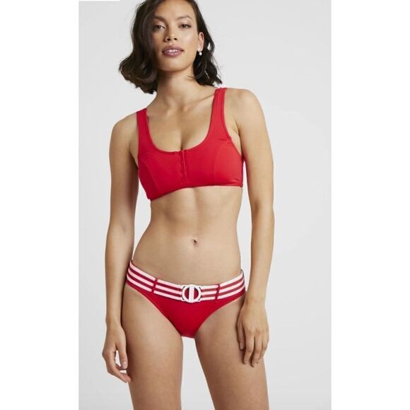 New. Seafolly belted red bikini set. US 10-top/12-bottom. Retails $189 - Picture 1 of 7